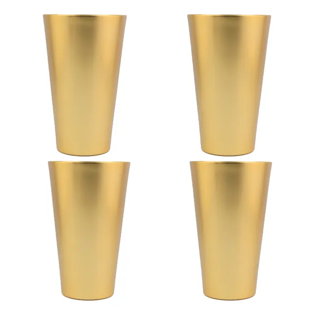 Set 4 Vasos De Aluminio Metalizados 630 Ml Color Dorado Nuvo