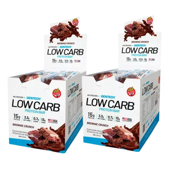 Combo Gentech Low Carb Protein Bar Sintacc Caja X2