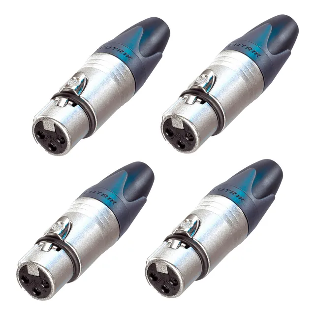 Paq. 4 Pzas. De Plug Xlr Hembra 3 Polos Serie Xx, Cromado, A