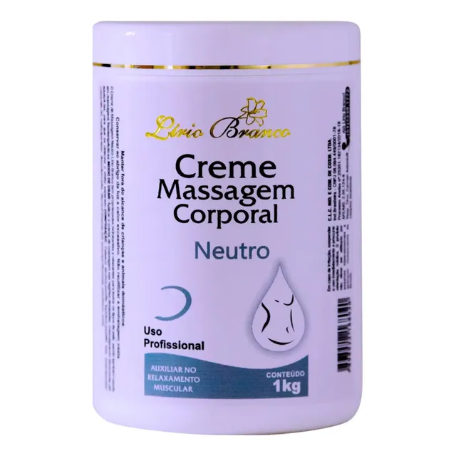 Creme Massagem Corporal Neutro 1kg Lírio Branco