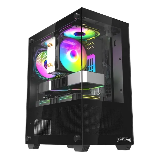 GABINETE GAMER RAPTOR NOVA PRIME TG MID-TOWER X2 FAN RGB