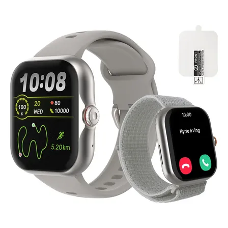 Smartwatch Bettdow Fb055 1.85 Esportivo Ia Gps 3atm Música Prateado Cinza