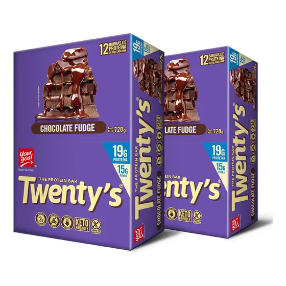 Suplemento Barra Proteína Twenty's Choco Fudge - Pack X2
