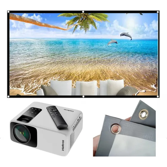 Tela Projeção 150 Polegadas Imagem Nitida Cinema Em Casa 127/220v