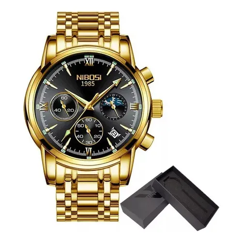 Relógio De Moda Masculino Nibosi Relógio Casual Luxo Aço