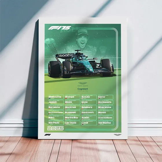 Cuadro Calendario Formula 1 2025 Escuderias 42x60 Cm