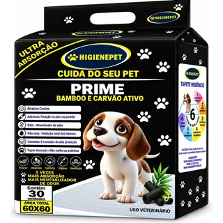 Tapete Higiênico Higienepet P/ Cães 60x60cm 30 Unidades Carvão Bamboo