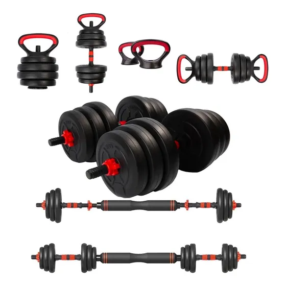 Barra Anilha Halter Kettlebell Kit Musculação Completo 25kg