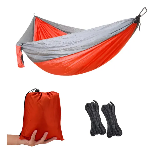 Hamaca Algodón Para Exterior Jardín Camping Portátil Color Naranja