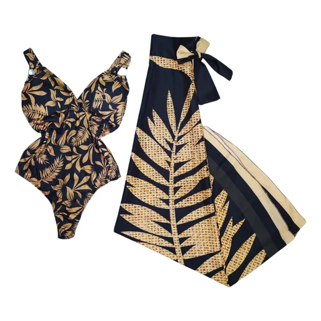 Maiô Feminino Forrado Com Saída De Praia Canga De Banho Body