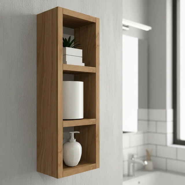 Nicho Decorativo Minimalista Funcional Mdf Banheiro Branco Louro Freijó