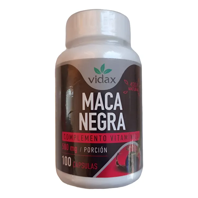 Maca Negra 500 Mg Maca Vidax. 100 Capsulas De Maca Negra