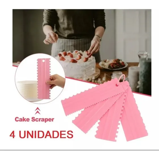 Scraper Espatula Peine Alisador Reposteria Set De 4 Piezas