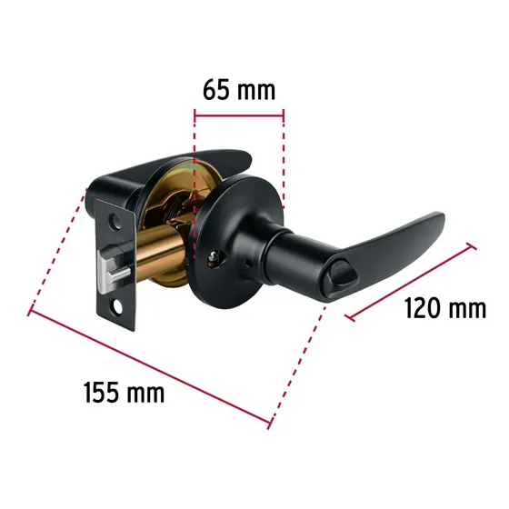Cerradura Tipo Manija Negra Para Recamara Hermex Cema-6r