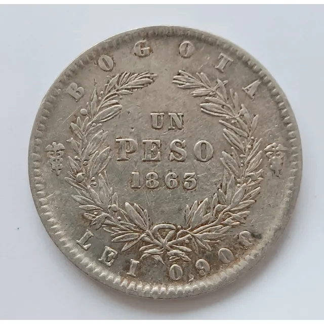 Moneda 1 Peso 1863 Bogotá Estados Unidos De Colombia
