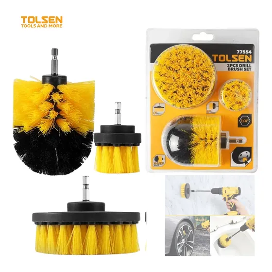 Kit Juego De Cepillos De Limpieza Cerda Nylon Taladro 3 Pza