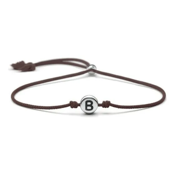Pulseira Personalizada Couro Letra Inicial Nome Ajustável