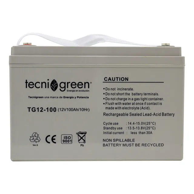 Batería Solar 12v 100ah Agm Recargable Tecnigreen