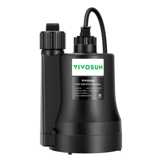 Bomba Dea Agua Sumergible 1/4 Hp 1620 Gph, Vivosun