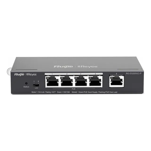 Ruijie Switch Poe RG-ES205GC-P Administrable 4 Puertos A Gigabit + 1 Pto De 1gb