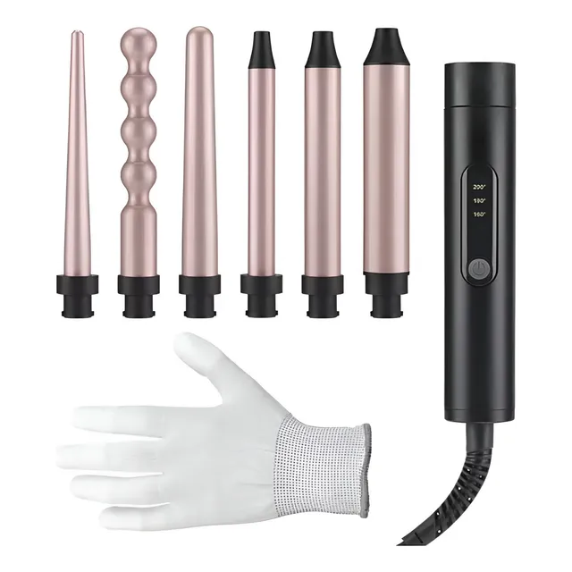 Pinza Rizador 6 En 1 Para Cabello Profesional Beautiful Curl Color Dorado 110v