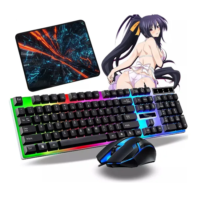  Kit Teclado Game Mouse Rgb Computadora Alfombrilla De Ratón