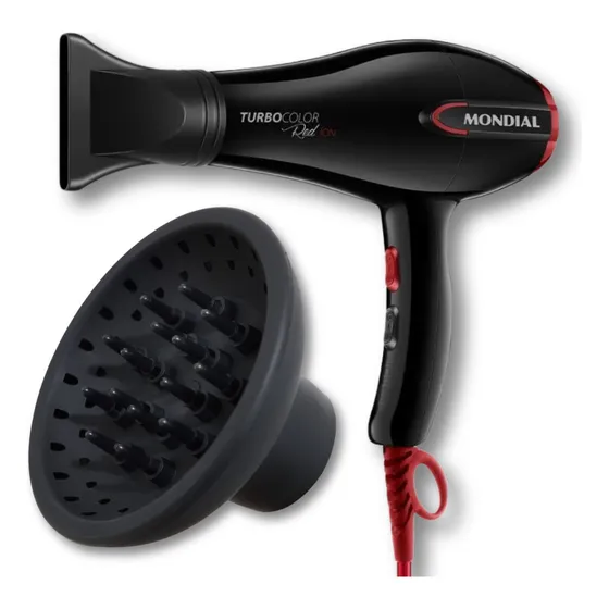 Secador Com Difusor De Cachos Mondial 2000w Turbo Red Íon