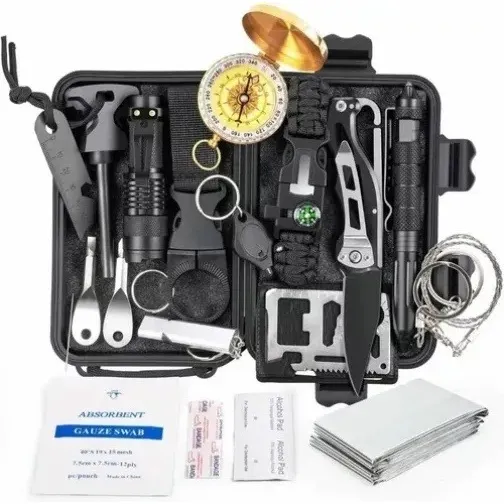 Kit De Supervivencia Multifunción De Emergencia 18 En 1 Color Negro