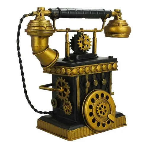 Vintage Dial Telephone Music Box Retro Phone Figurine Old