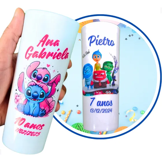 Kit 35 Copos Long Drink 350ml Acrilico Branco Personalizados