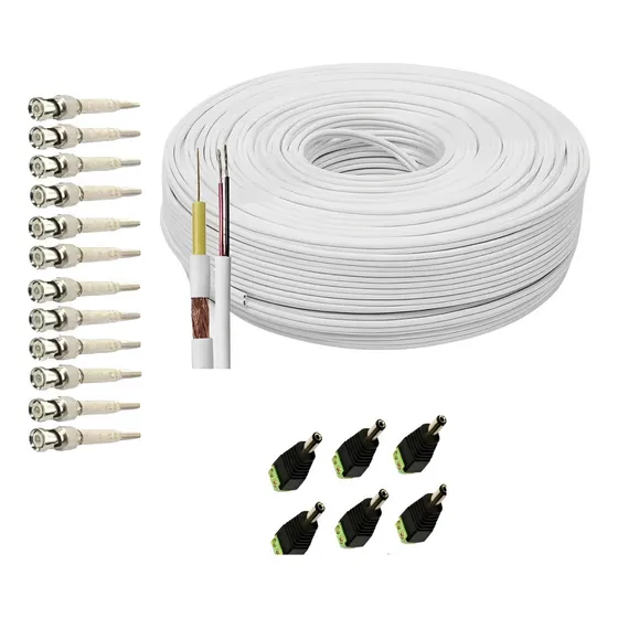 Kit P/ Instalação 8 Câmeras C/ 100mts Cabo + Bnc + P4 K1832