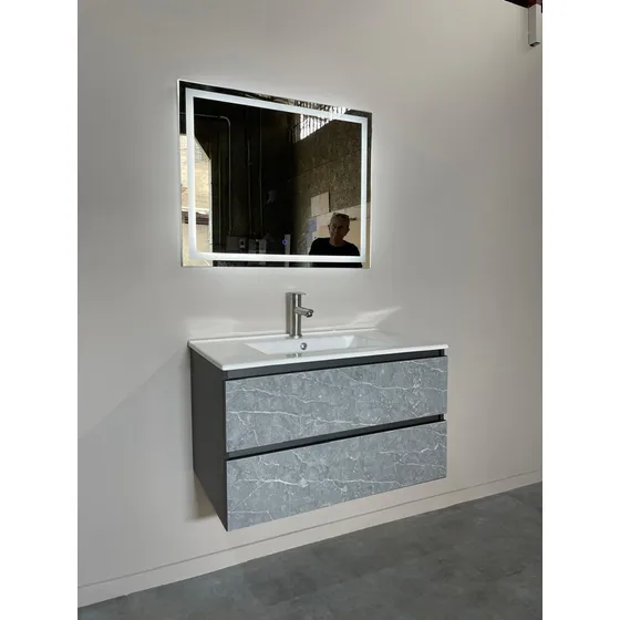 Set Mueble Baño 60cm Espejo Lavamanos Grifería