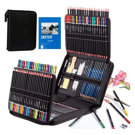 Kit 145 Desenho Profissional De Lápis Pintura Esboço Estojo
