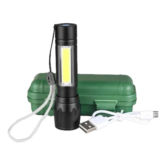 Linterna De Mano Recargable Led Zoom Led Xpe Cob Multiuso