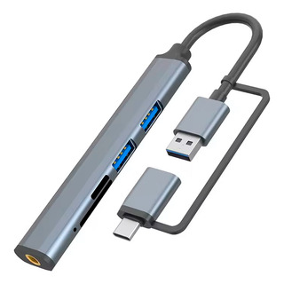 Hub Tipo C E Usb Com Entrada Cartão Sd E Micro Sd Usb E P2 Hub Tipo C E Usb Com Entrada Cartão Sd E Micro Sd Usb E P2