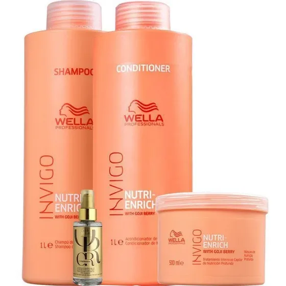 Kit Nutri Enrich Shampoo Cond Máscara Oil Reflections -wella