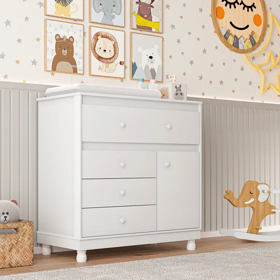 Cômoda Para Bebê Trocar Fralda Com Colchão Impermeável Bela