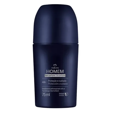 Desodorante Antitranspirante Roll-on Natura Homem Sem Perfume 75 Ml Sem Fragrância