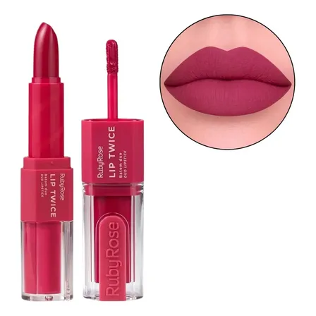 Batom Duo Matte Líquido E Bala Lip Twice Ruby Rose Lt30