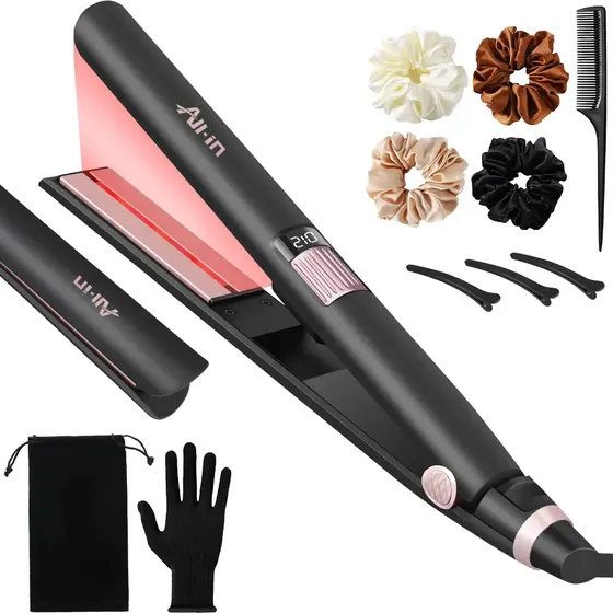 All-in Plancha para Cabello Alisador de Pelo Profesional Infrarrojo Iones Negativos Doble Cuidado integral Juego Completo Regalo