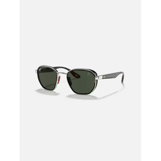 Ray-ban 3674m Scuderia Ferrari Lentes De Sol Metal Cristal Océano Plateado Green Polished Shiny Silver Shiny Black