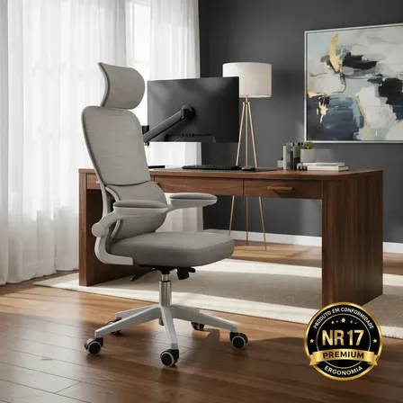 Cadeira Escritório Ergonômica Nr17 Giratoria Regulagem Altura Suporte Lombar Reclinavel 130 Graus Suporta Cor Cinza C600 Corsair