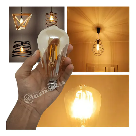 Lâmpada St64 Led Retrô 4w Com 360 Lumens Prova Água 127/220v