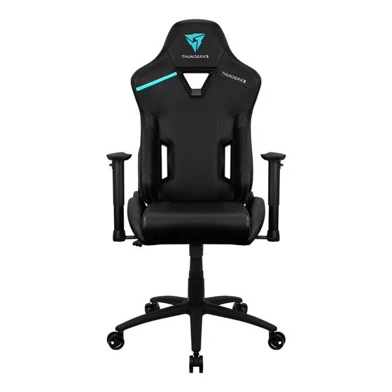 Silla De Escritorio Thunderx3 Tc3 Gamer Ergonómica Jet Black Con Tapizado De Cuero Sintético