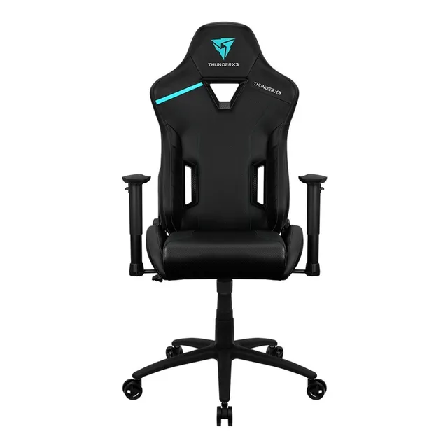 Silla de escritorio ThunderX3 TC3 gamer ergonómica jet black con tapizado de cuero sintético