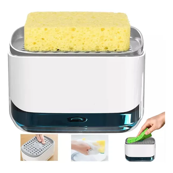 Dispensador De Jabón Para Cocina Hogar Con Jabonera 2 En 1 Color Blanco