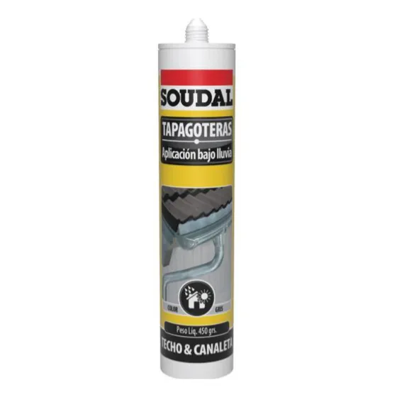 Silicona Tapagoteras Gris 300 Ml. Soudal Ap. Bajo La Lluvia