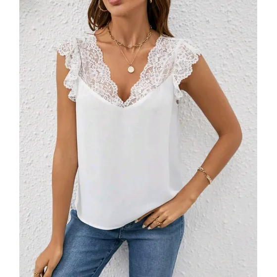 Shein Clasi Blusa De Manga Farol De Espalda Con Abertura