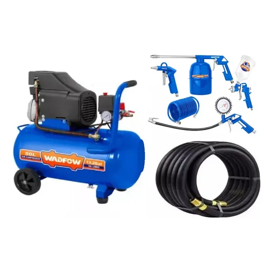 Compresor De Aire Ingco 50 Litros + 10 Mts Manguera + Kit