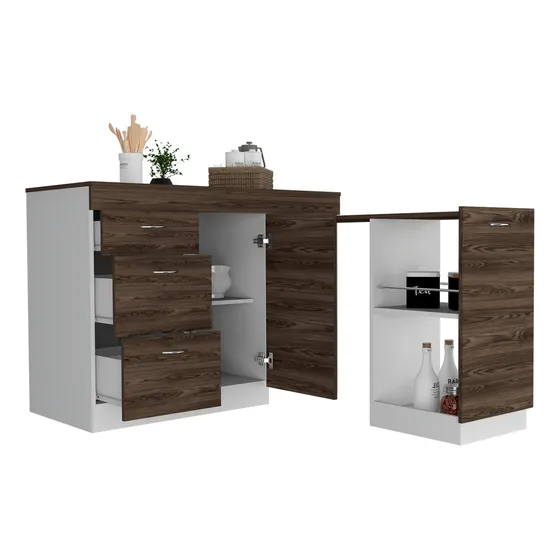 Mueble Inferior Cocina Grecia 84x116 Rta Color Blanco/Coñac